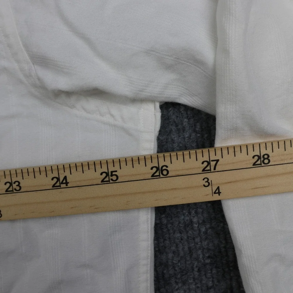 Banana Republic Shirt Mens Large White Textured Cotton Button Front Dress Pocket